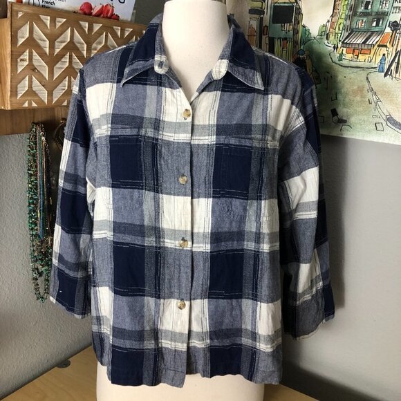 Fiorlini International Tops - Fiorlini International Cropped Plaid Shirt